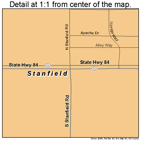 Stanfield, Arizona road map detail