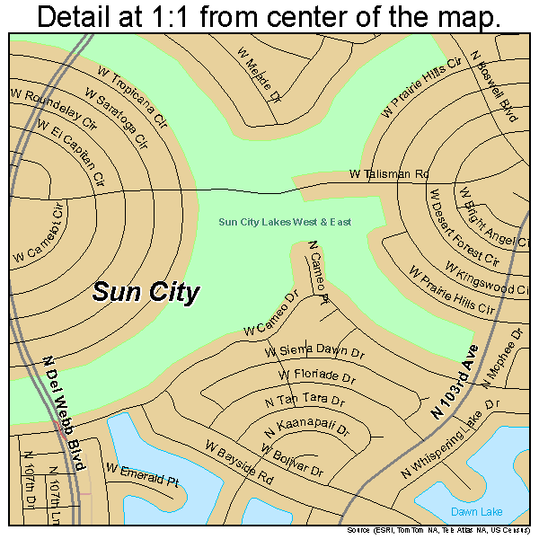 Sun City, Arizona road map detail