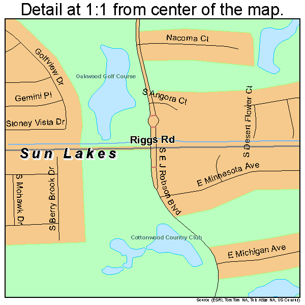 Sun Lakes, Arizona road map detail