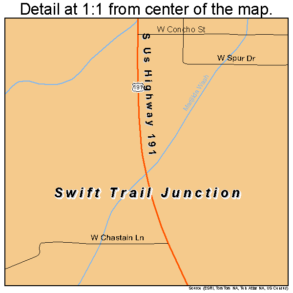 Swift Trail Junction, Arizona road map detail
