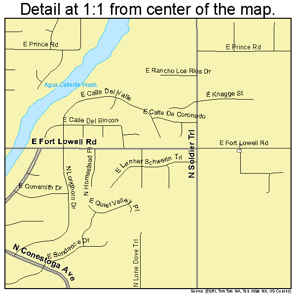 Tanque Verde, Arizona road map detail