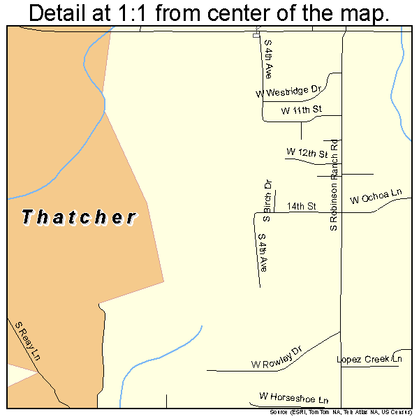 Thatcher, Arizona road map detail