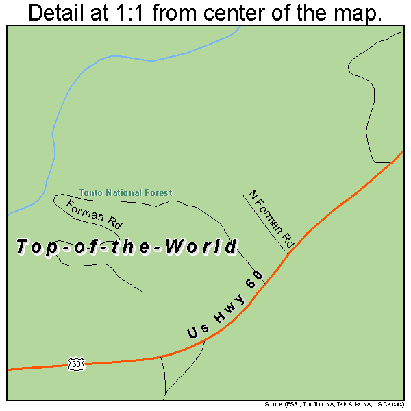 Top-of-the-World, Arizona road map detail