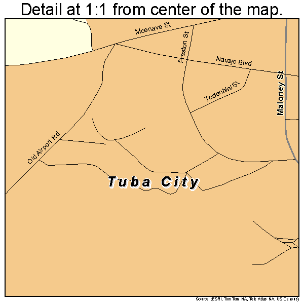 Tuba City, Arizona road map detail