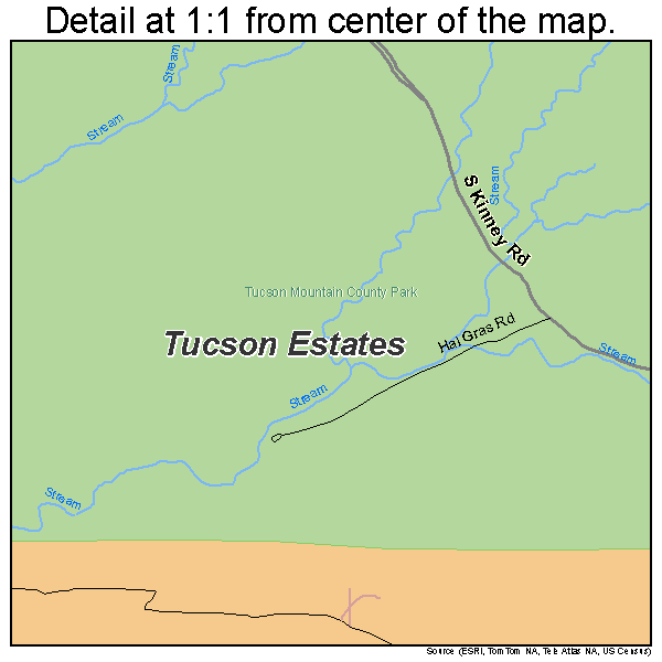 Tucson Estates, Arizona road map detail