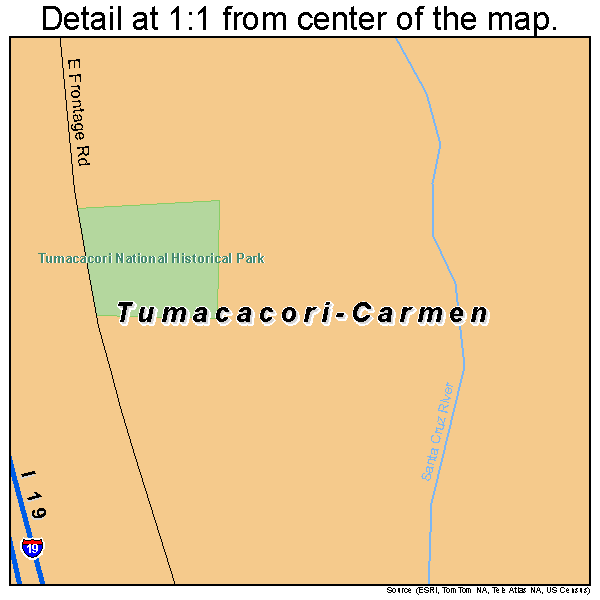 Tumacacori-Carmen, Arizona road map detail