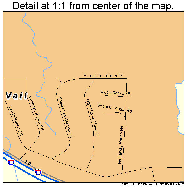 Vail, Arizona road map detail