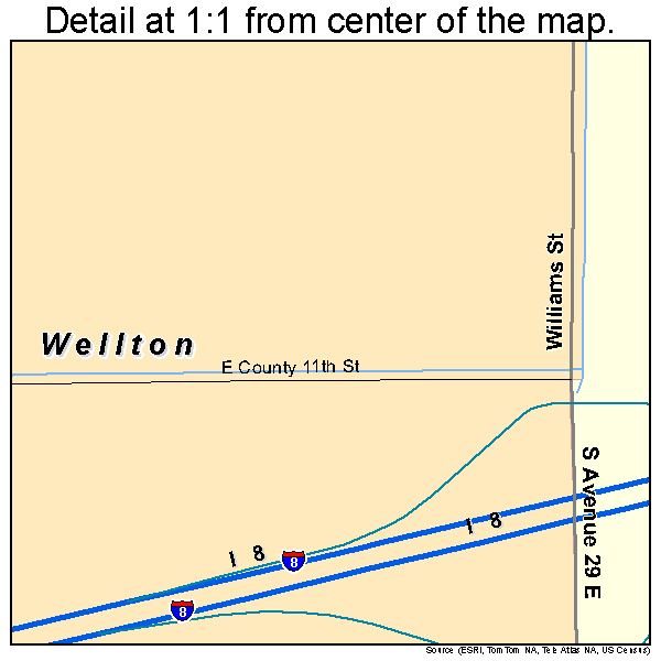 Wellton, Arizona road map detail