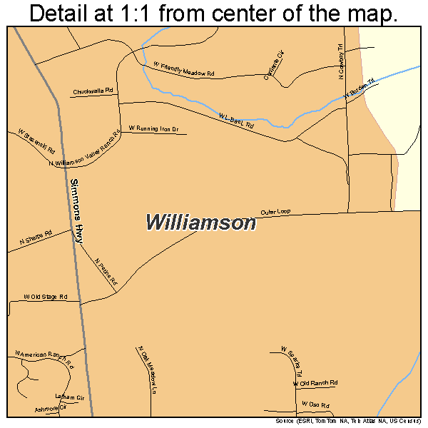 Williamson, Arizona road map detail