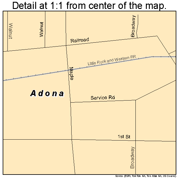 Adona, Arkansas road map detail