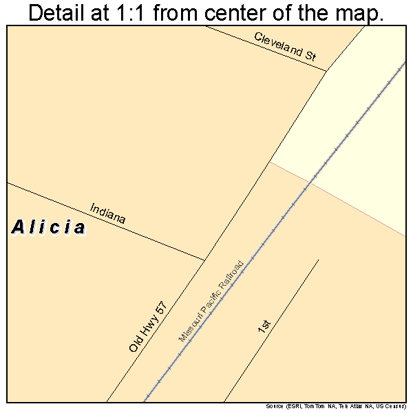 Alicia, Arkansas road map detail