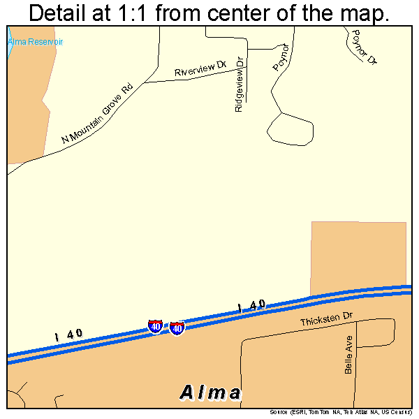 Alma, Arkansas road map detail