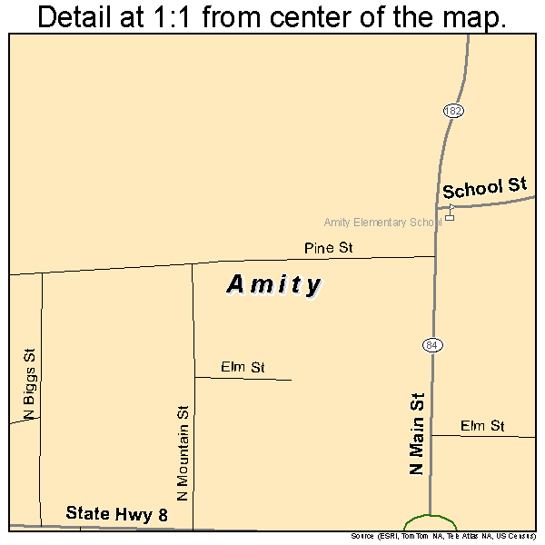 Amity, Arkansas road map detail