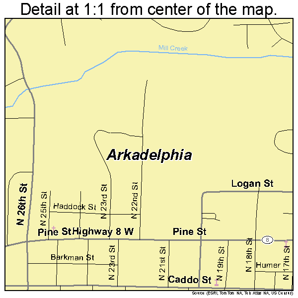 Arkadelphia, Arkansas road map detail