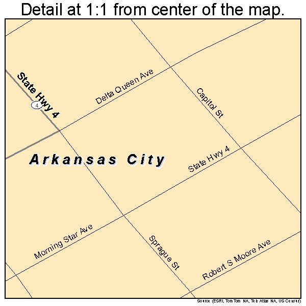 Arkansas City, Arkansas road map detail