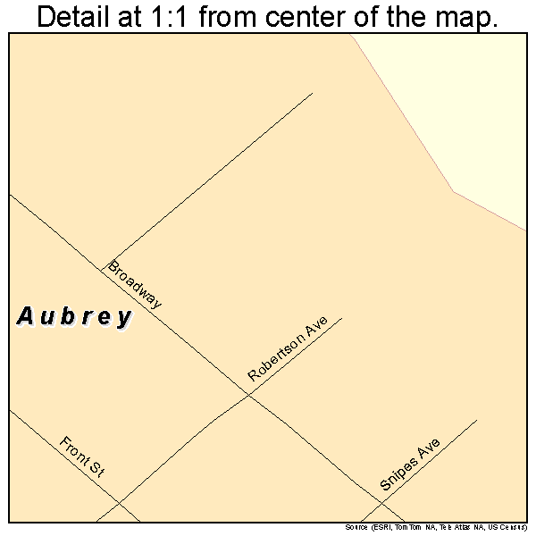 Aubrey, Arkansas road map detail