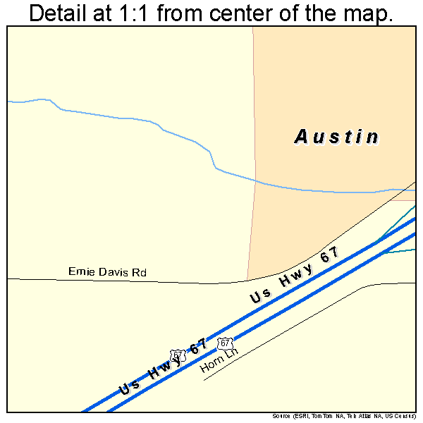 Austin, Arkansas road map detail