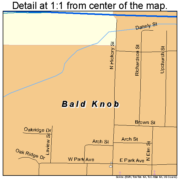Bald Knob, Arkansas road map detail