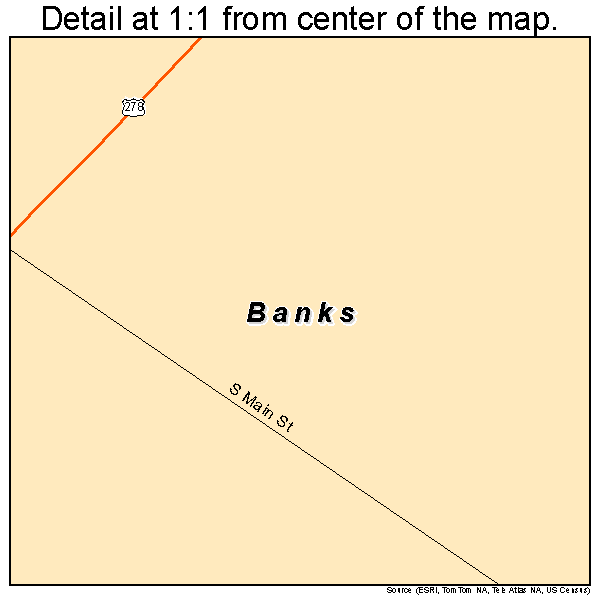 Banks, Arkansas road map detail
