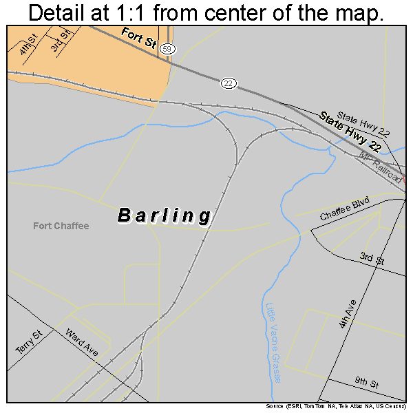 Barling, Arkansas road map detail