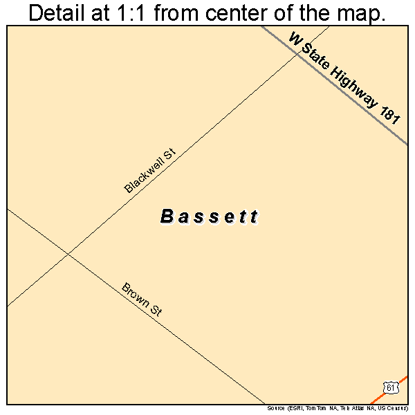 Bassett, Arkansas road map detail
