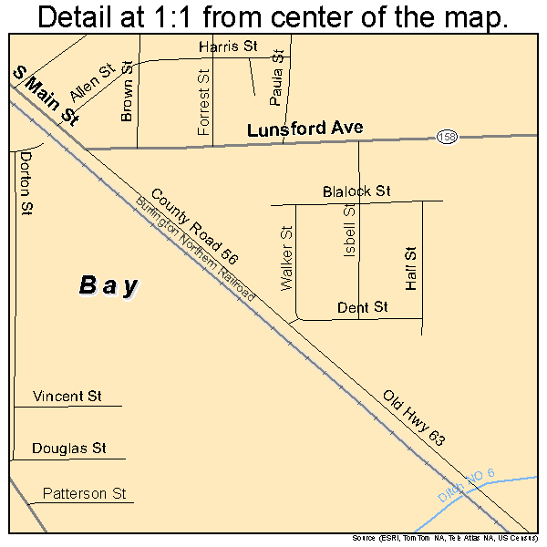 Bay, Arkansas road map detail