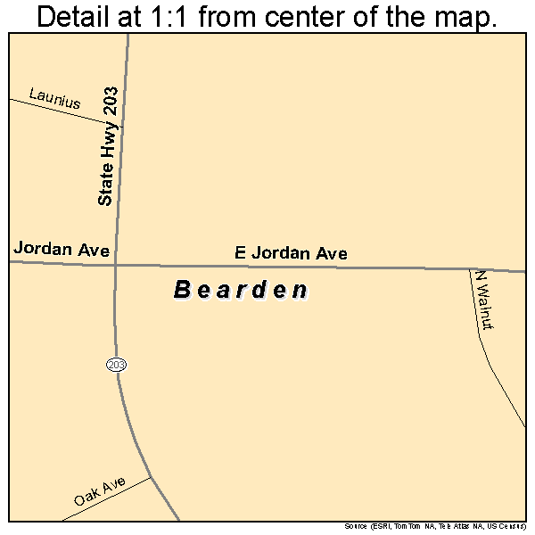 Bearden, Arkansas road map detail