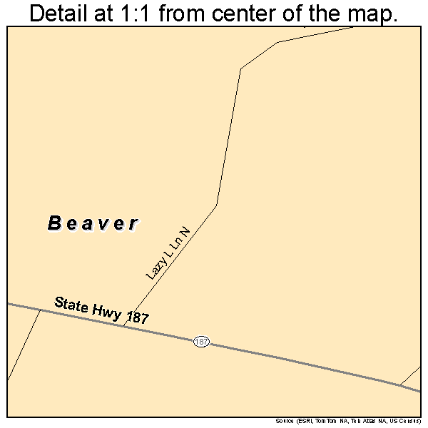 Beaver, Arkansas road map detail