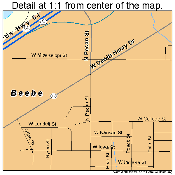 Beebe, Arkansas road map detail