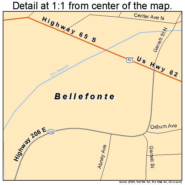 Bellefonte, Arkansas road map detail