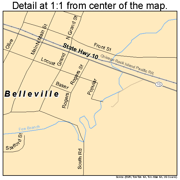 Belleville, Arkansas road map detail
