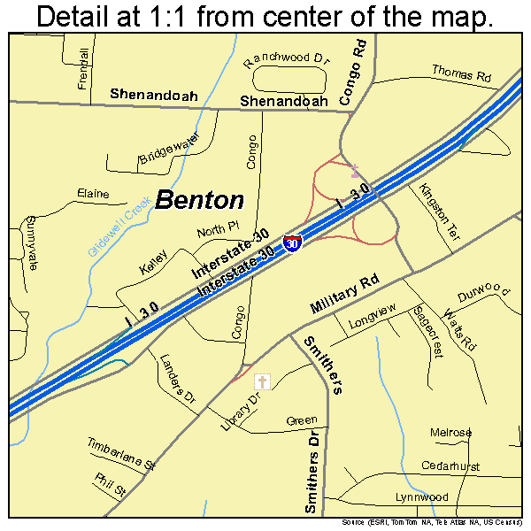Benton, Arkansas road map detail