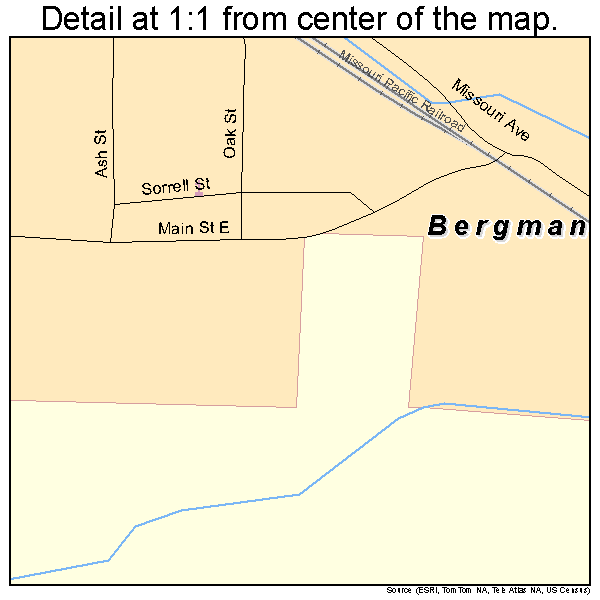 Bergman, Arkansas road map detail