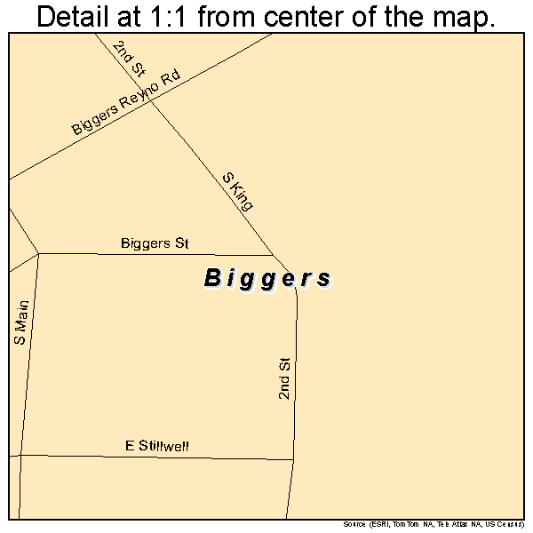 Biggers, Arkansas road map detail