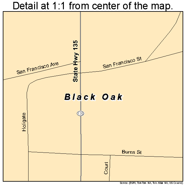 Black Oak, Arkansas road map detail