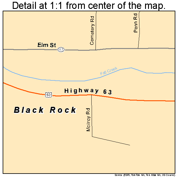Black Rock, Arkansas road map detail
