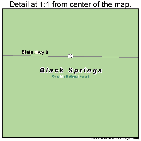 Black Springs, Arkansas road map detail