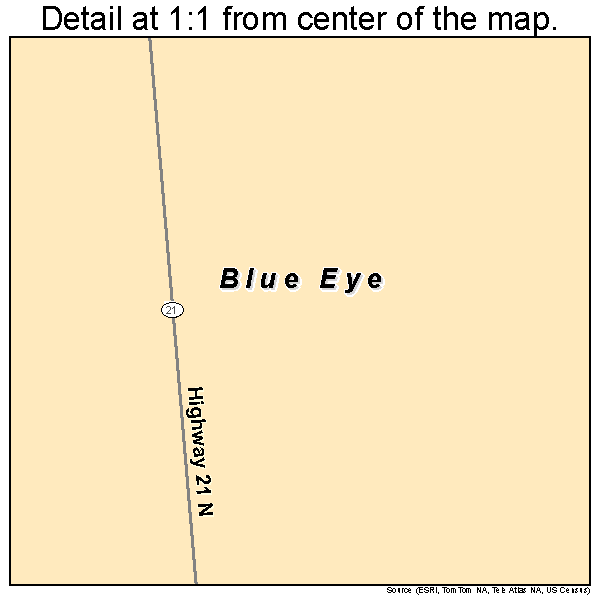 Blue Eye, Arkansas road map detail