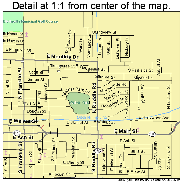 Blytheville, Arkansas road map detail