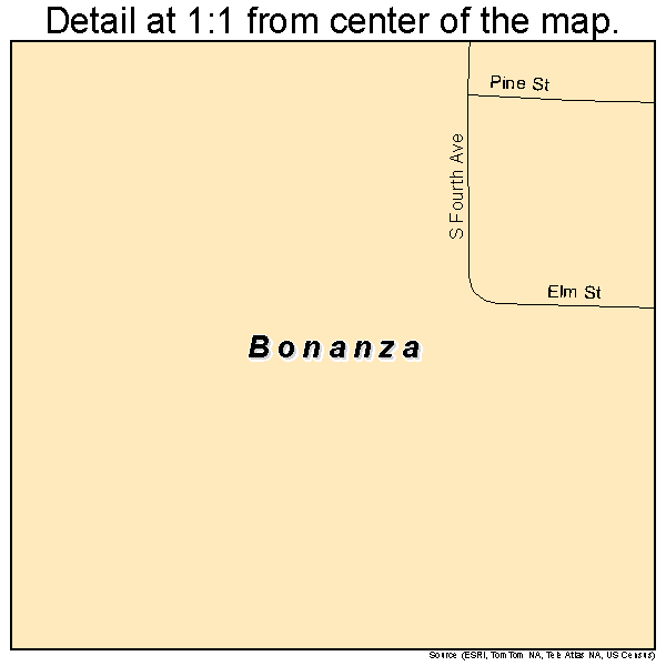 Bonanza, Arkansas road map detail