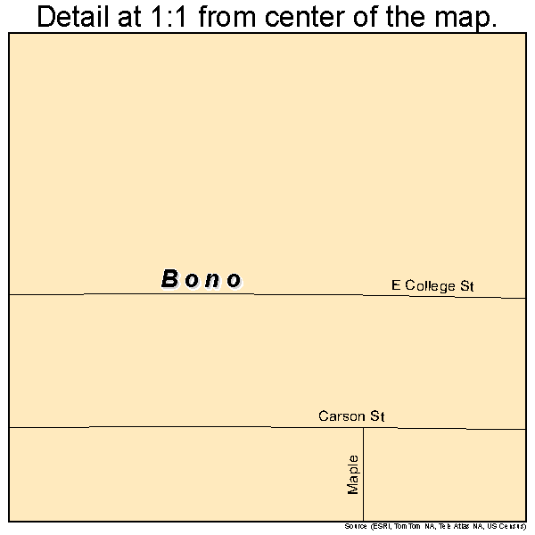 Bono, Arkansas road map detail