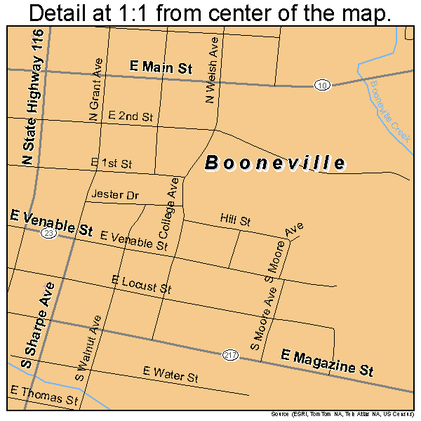 Booneville, Arkansas road map detail