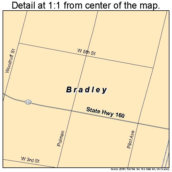Bradley, Arkansas road map detail