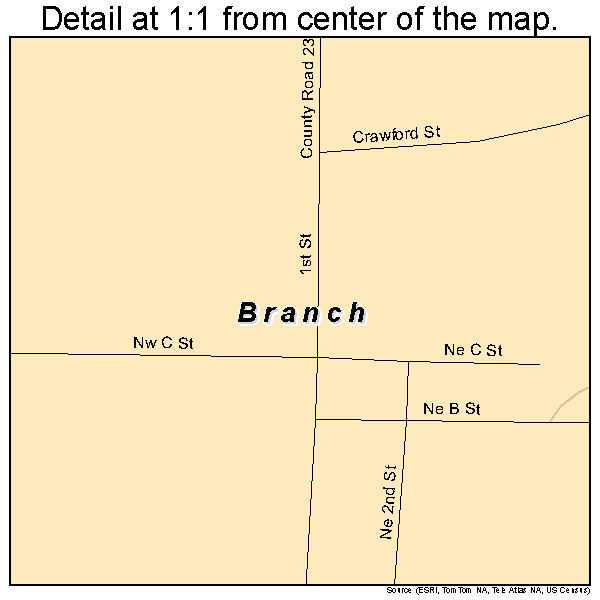 Branch, Arkansas road map detail