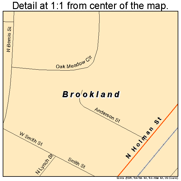 Brookland, Arkansas road map detail