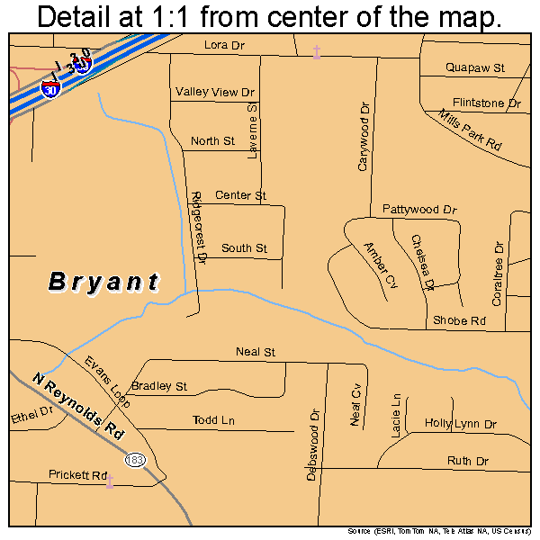Bryant, Arkansas road map detail