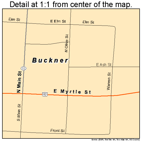 Buckner, Arkansas road map detail