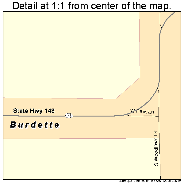 Burdette, Arkansas road map detail