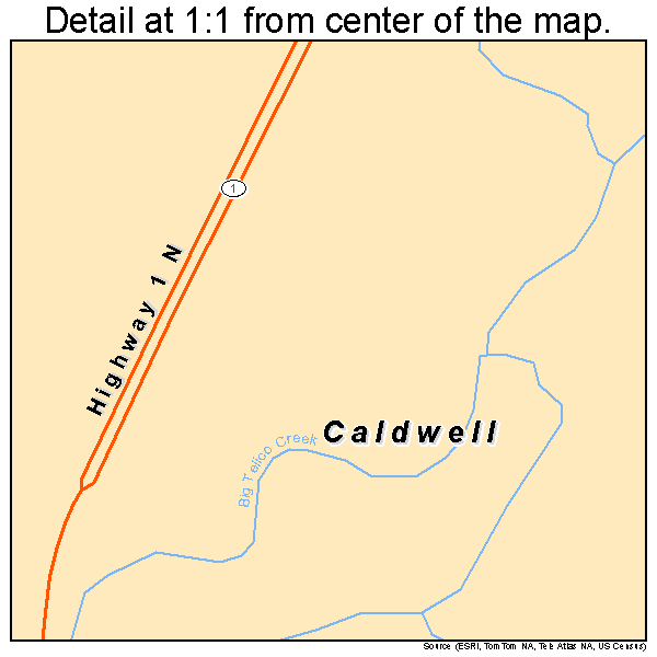 Caldwell, Arkansas road map detail