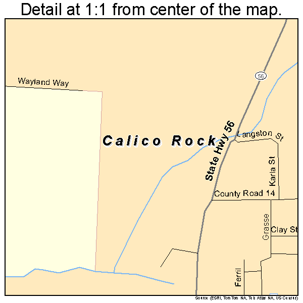Calico Rock, Arkansas road map detail